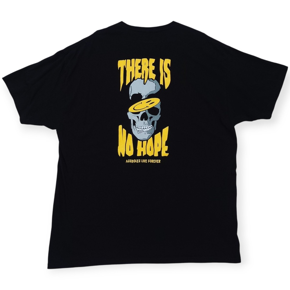 Linda Finegold Mens 2XL Assholes Live Forever There Is No Hope Skull Tee Black